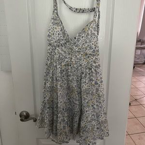 Asos Open Back Skater Mini Sundress in Ditsy Floral Eyelet SZ 8
